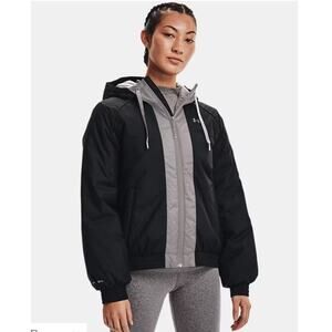 Under Armour Womens Sportstyle Jacket Size M Waterproof Black Gray Insulated